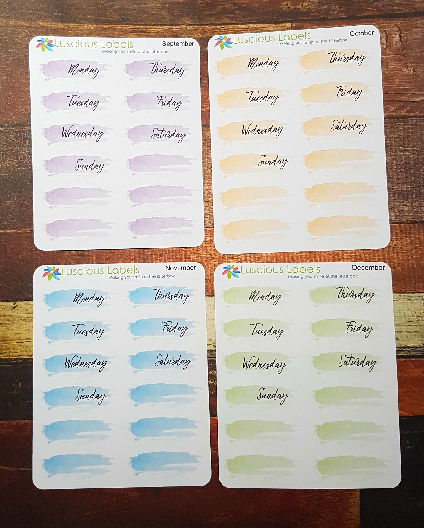 Date Covers to suit dated planner inserts | Watercolour Swatch