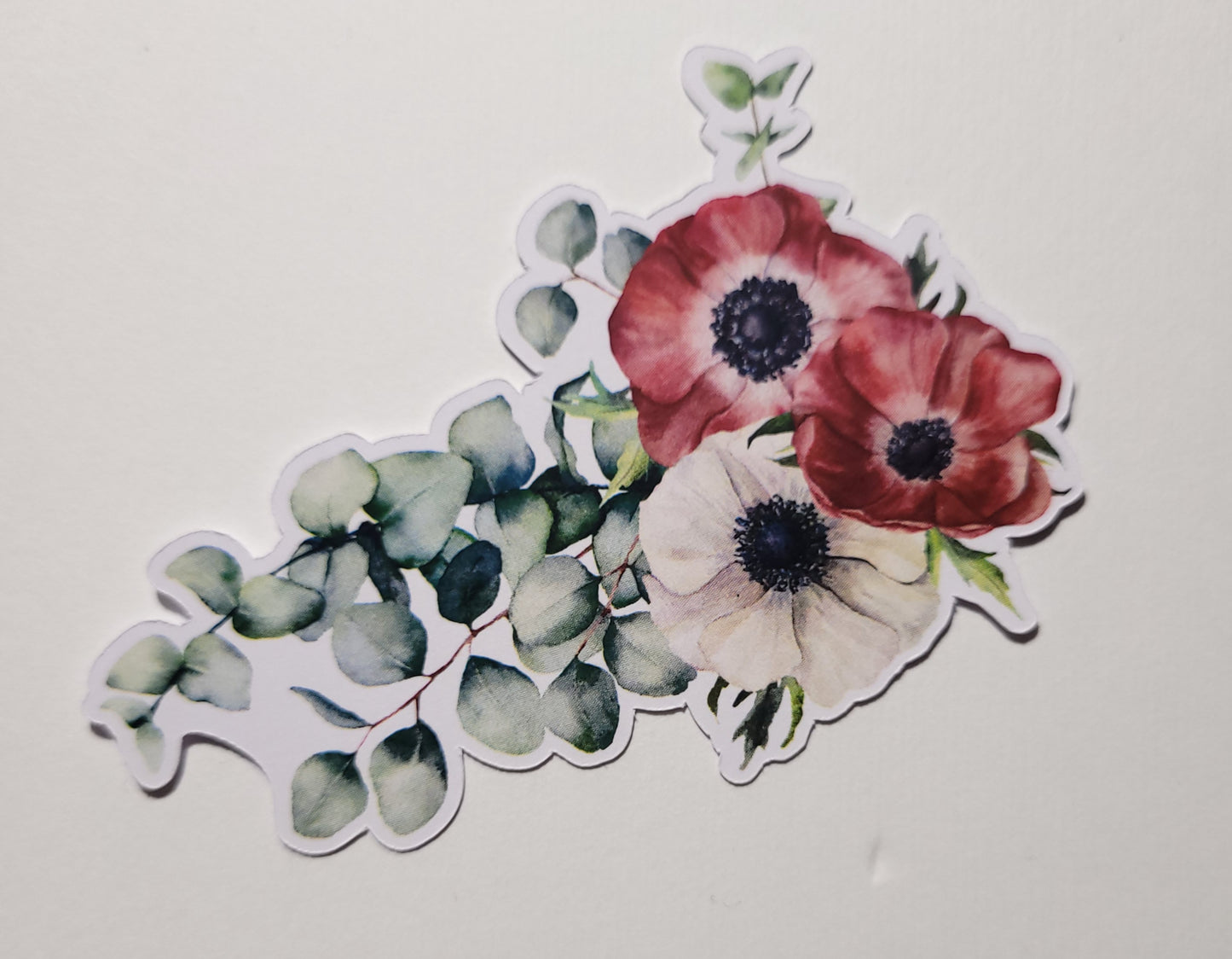Red & White Anemone Die Cut