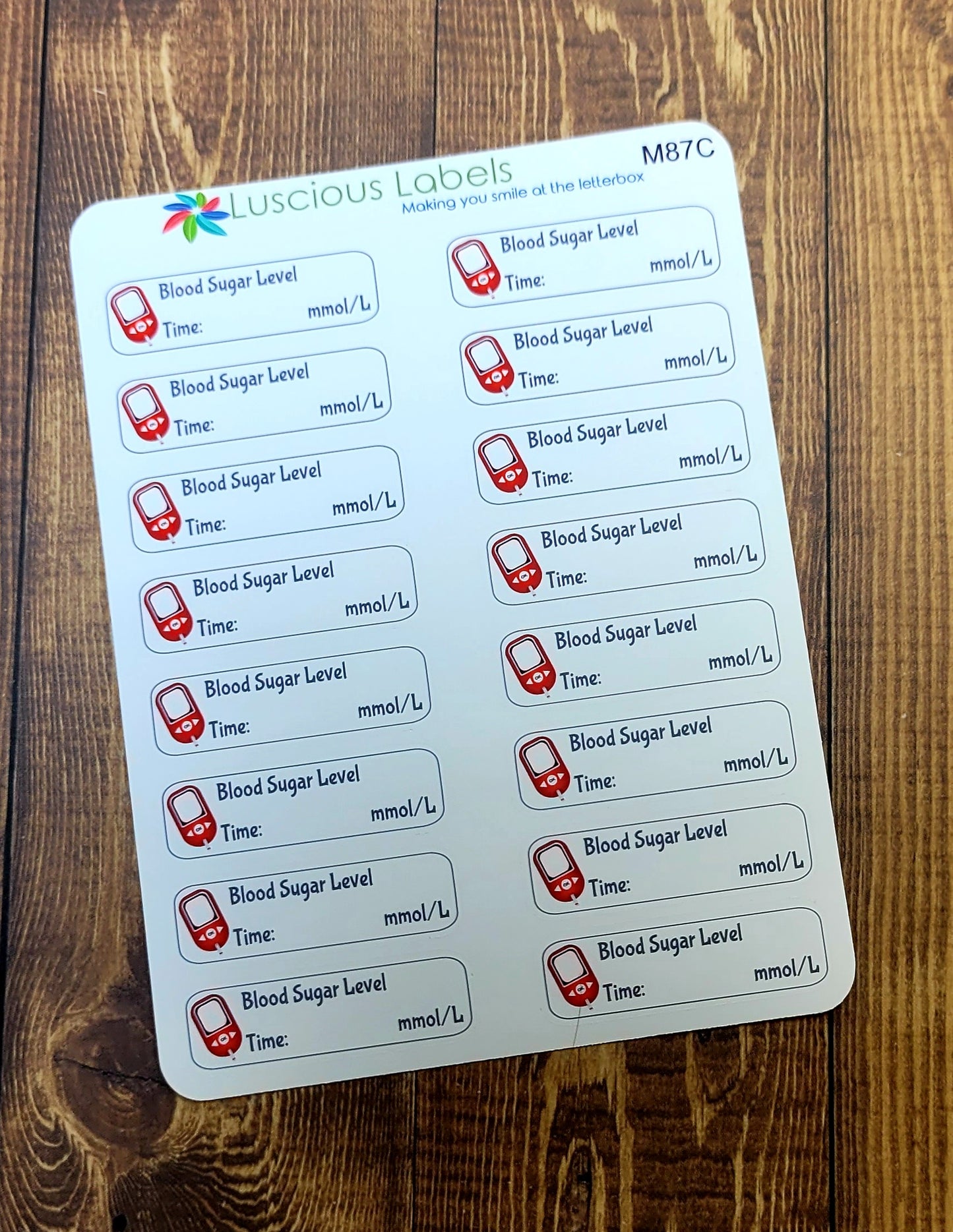 Daily Blood Sugar Reading Stickers M87