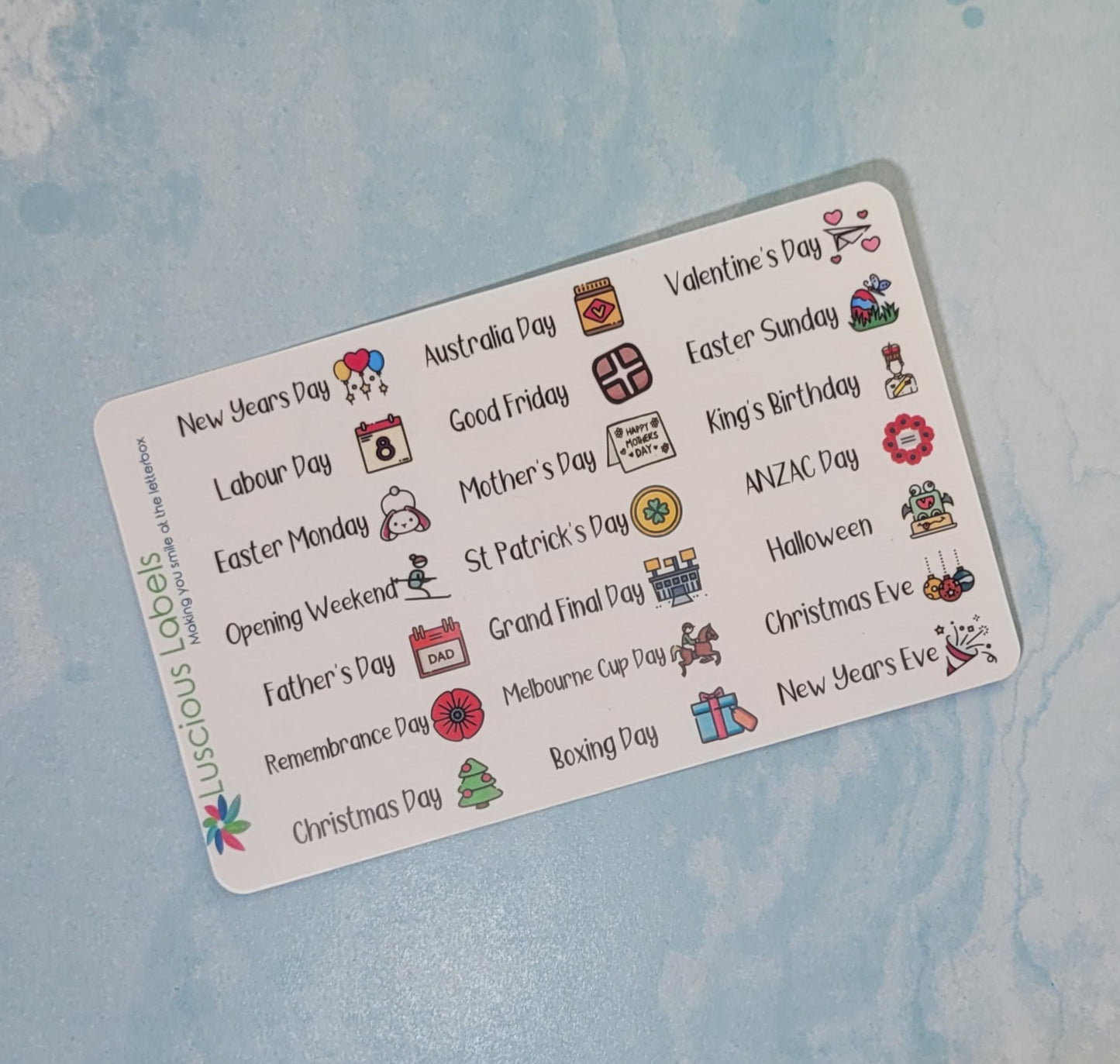 Australian Public Holiday Icon Stickers OP47