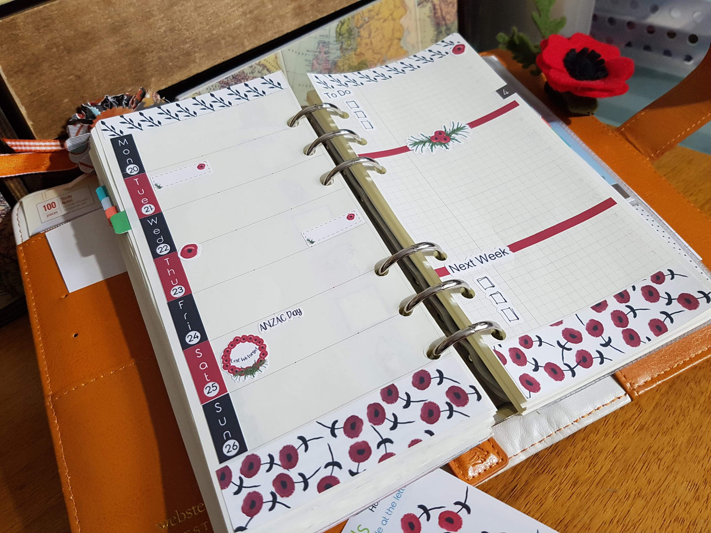 Weeks Kits for Small Planners - Watercolour Poppy