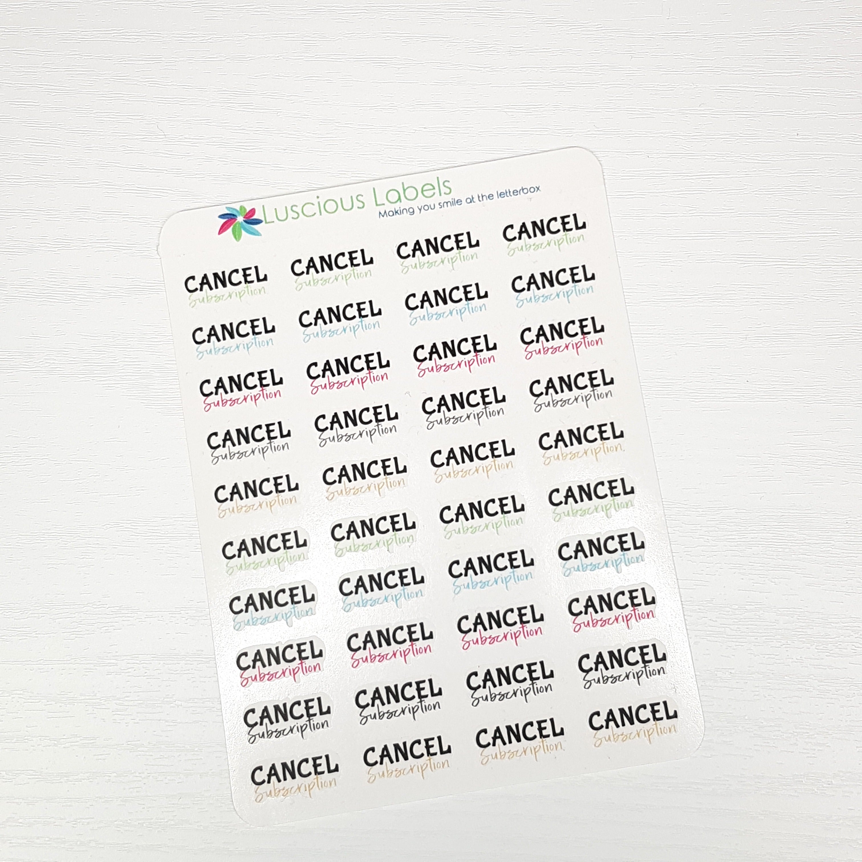 Scriptpro Labels Cancel Dual Font - Cancel Subscription – Luscious Labels