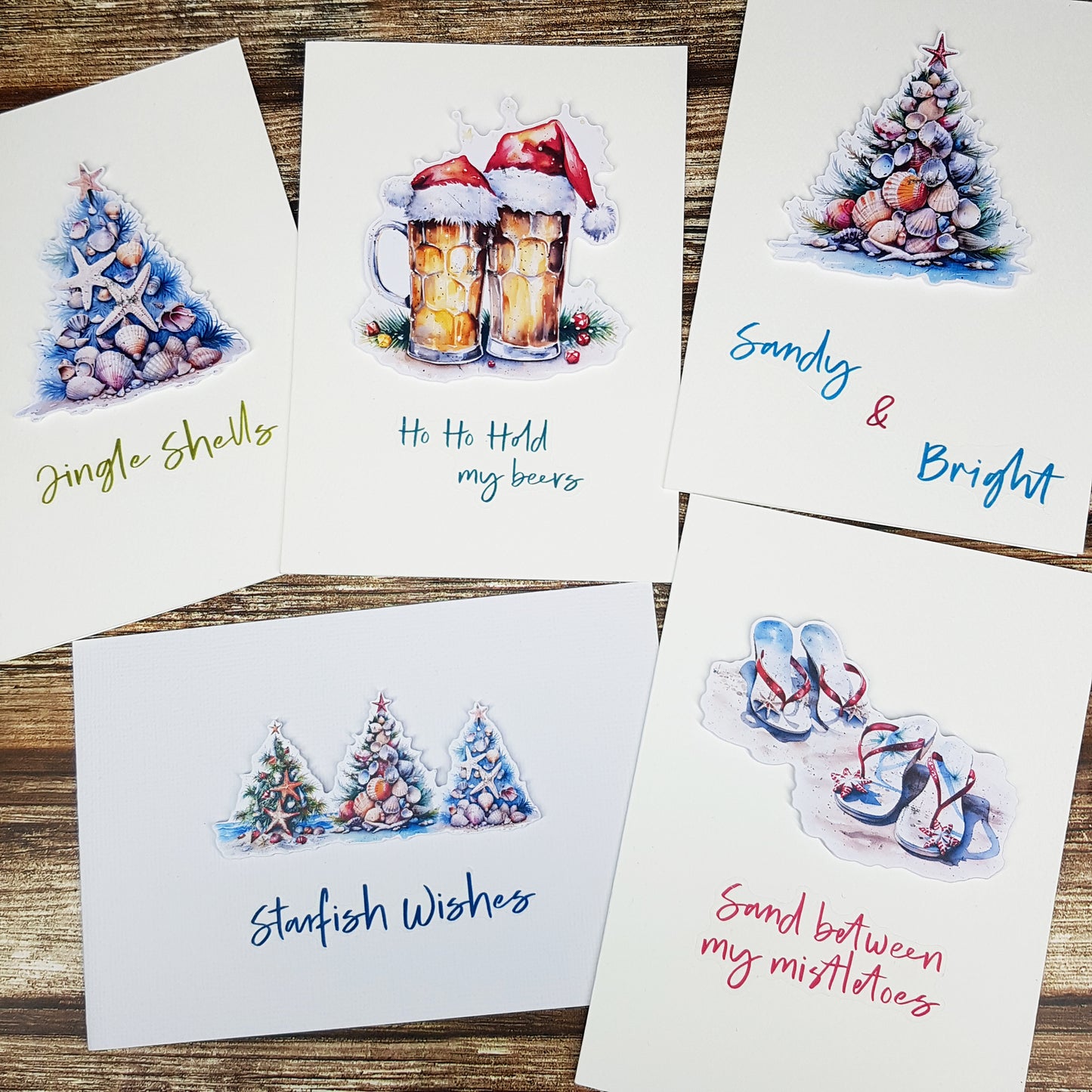 Sandy & Bright Christmas Decorative Stickers with festive punny sentiments