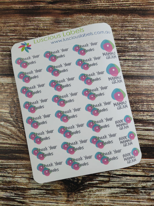 Check Your Boobs Stickers | Self Breast Exam reminders