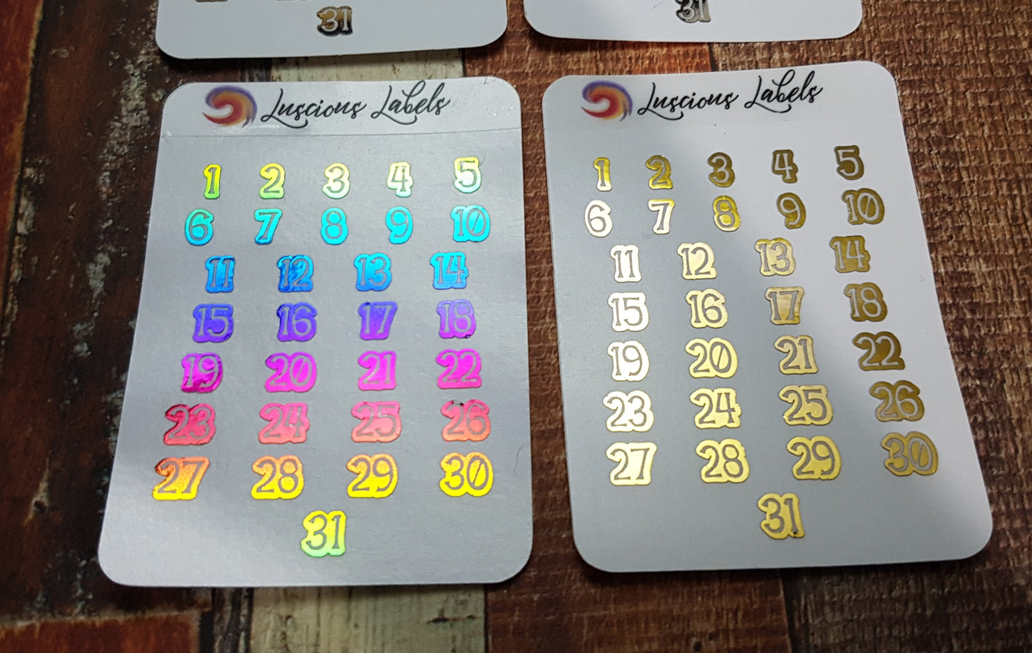 Foiled Number Stickers for Date Covers
