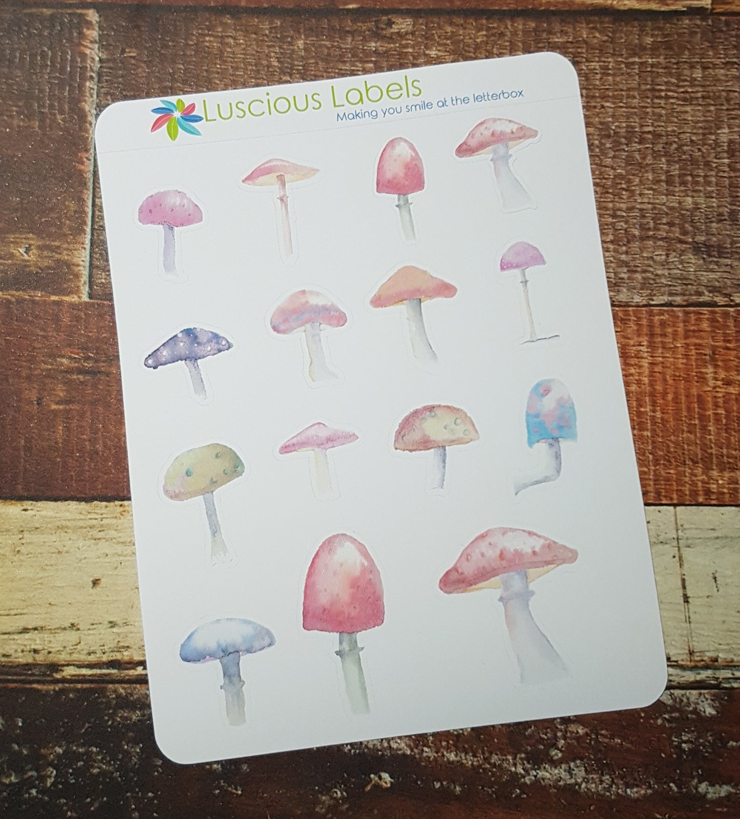 Hand Painted Watercolour Mushroom Stickers