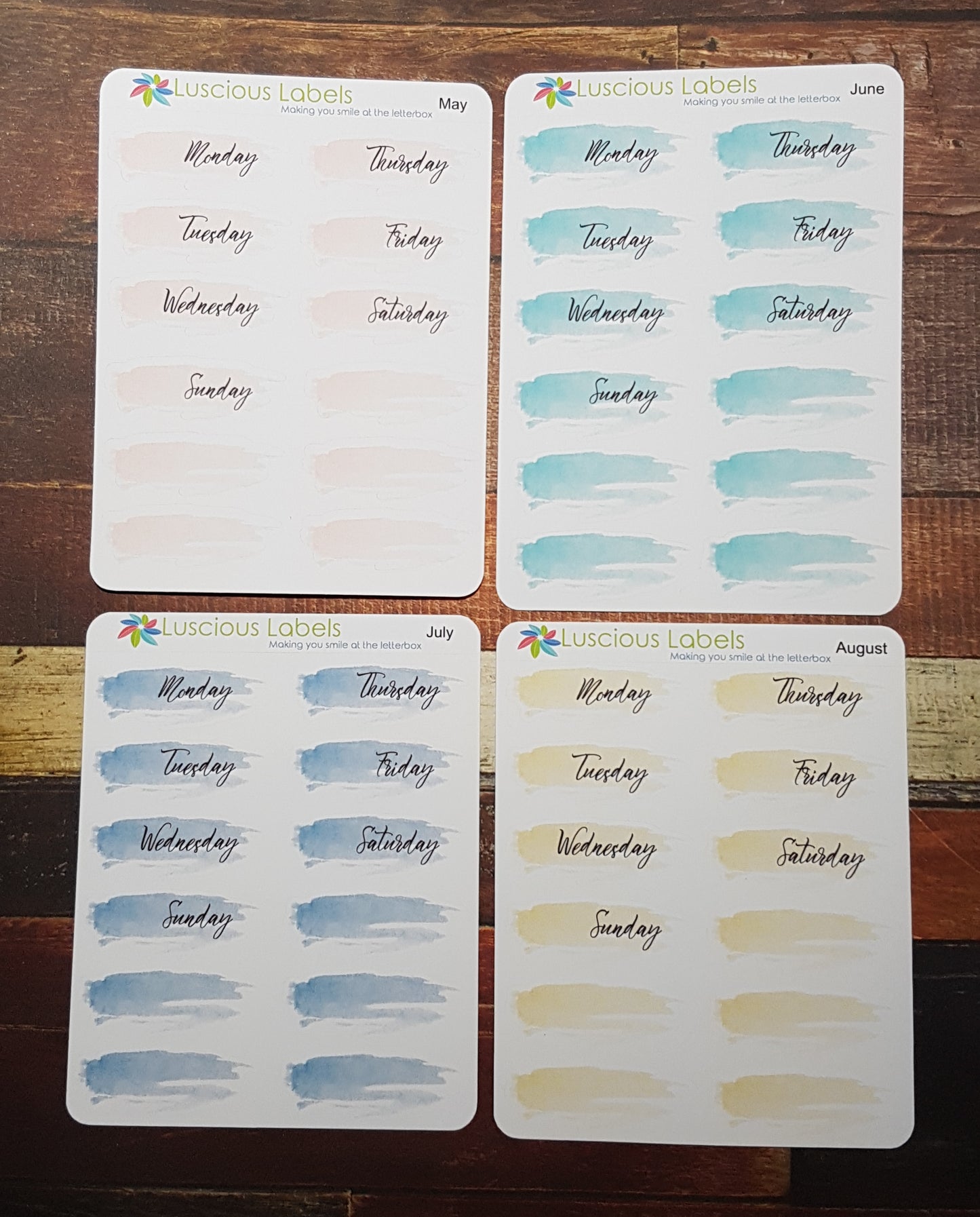 Date Covers to suit dated planner inserts | Watercolour Swatch