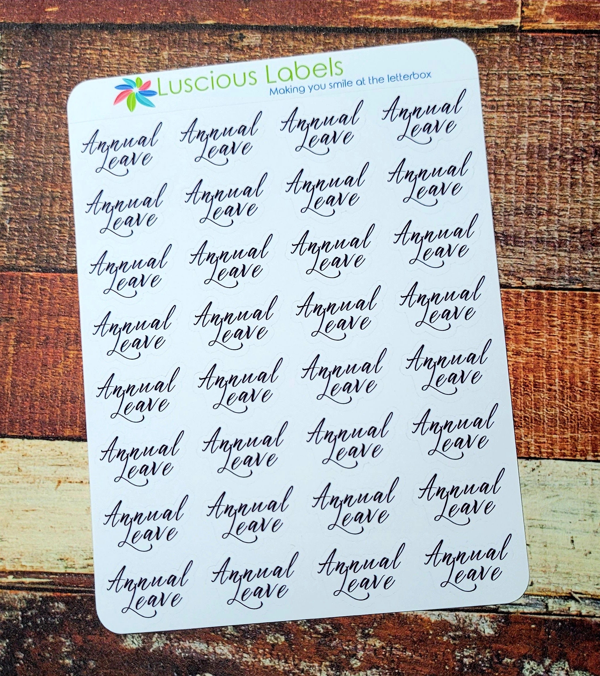 Annual Leave Scripty Stickers WK08 – Luscious Labels