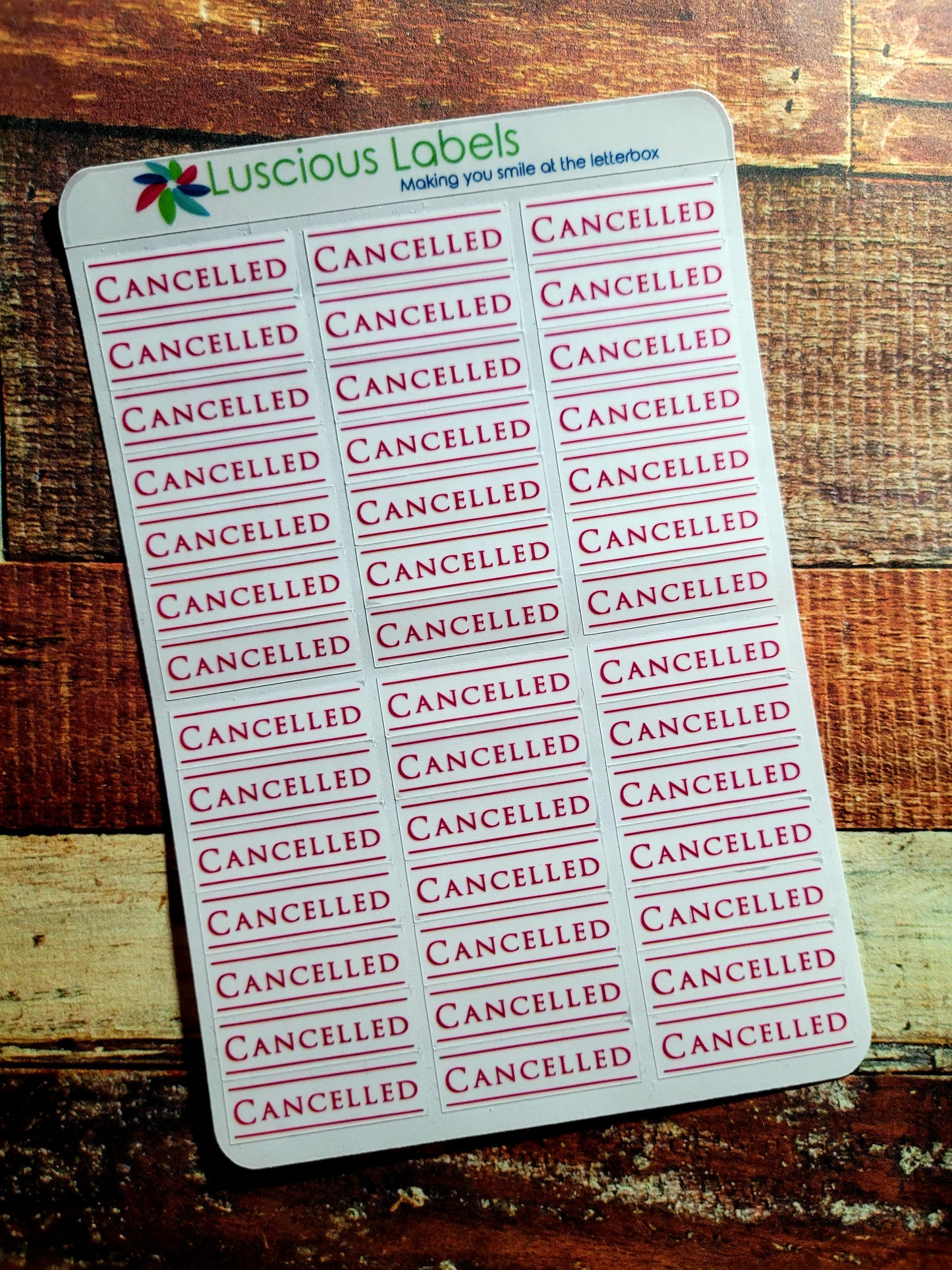 Clear Scheduling Amendment Stickers - Cancelled, Postponed, Reschedule, Oops! Forgot, Sick Leave and Bill Paid