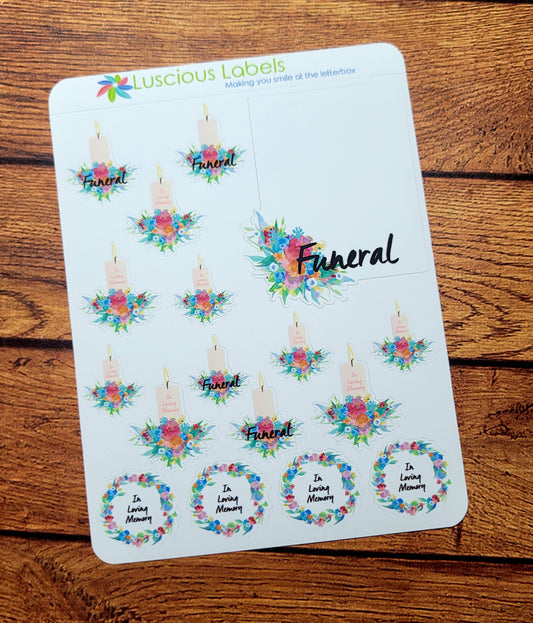 Memorial | Funeral | Remembrance | Sympathy Planner Stickers