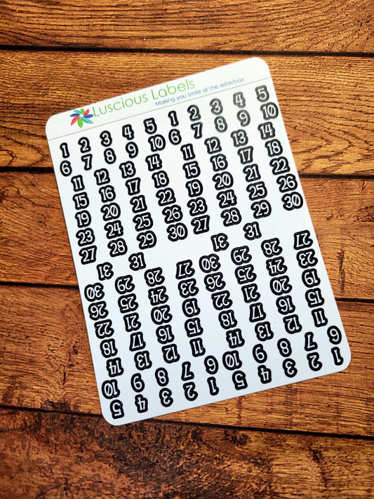 Foiled Number Stickers for Date Covers