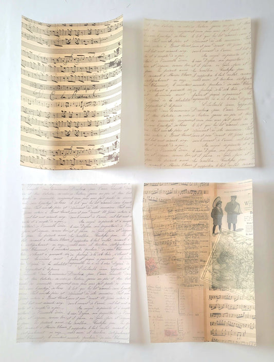 Printed Vellum A4 Sheets - Vintage