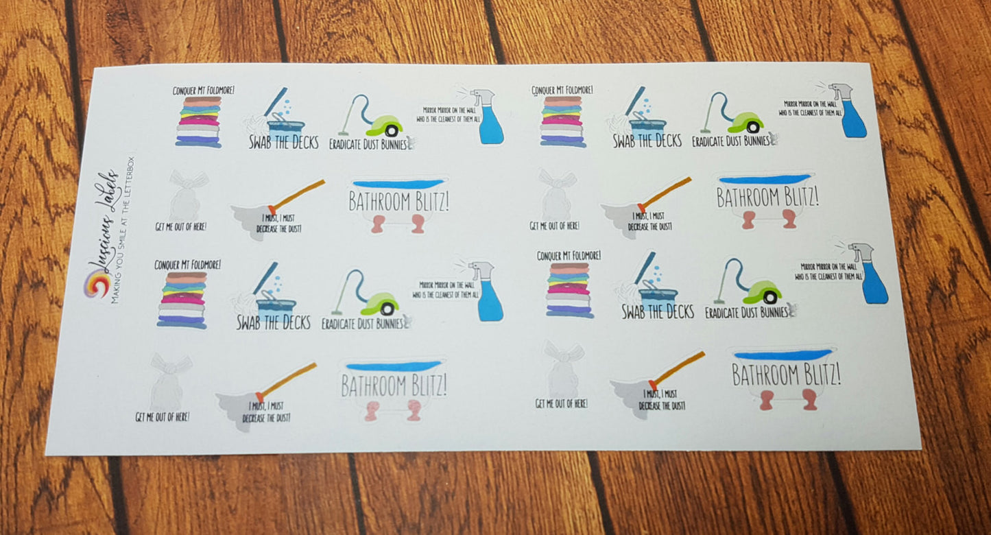 Cleaning Housework Punny Stickers