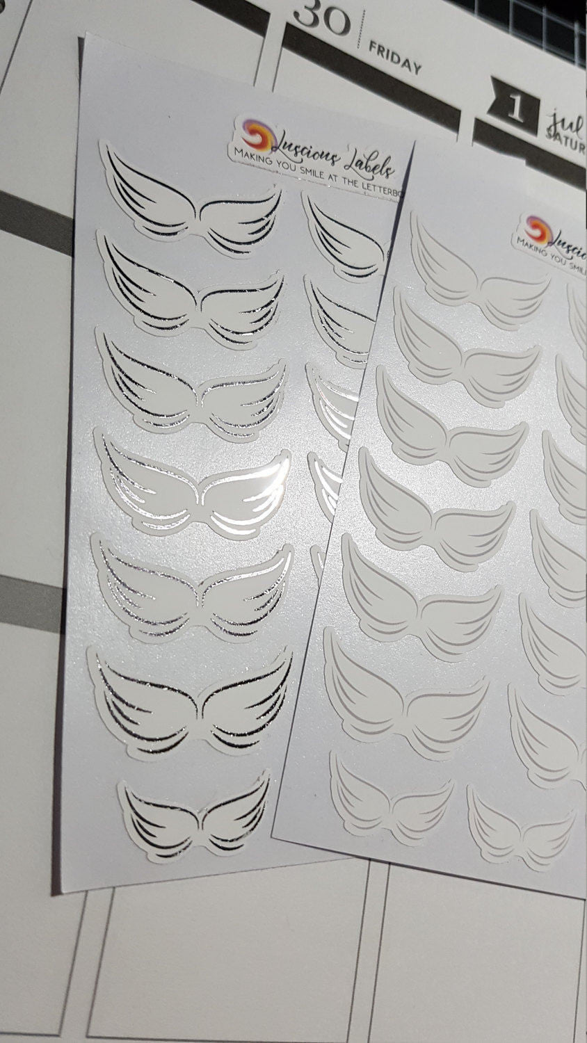 Delicate Wing Memorial Stickers for remembering Loved ones | Silver & Gold